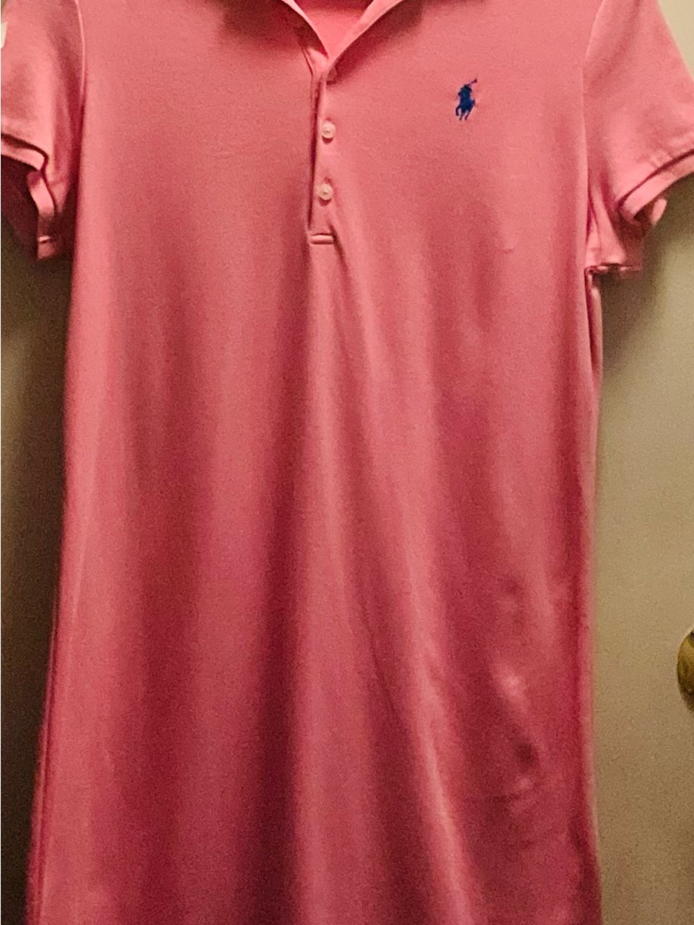 Ralph Lauren Coral Pink Polo Dress with Blue Pony Embroidery size L